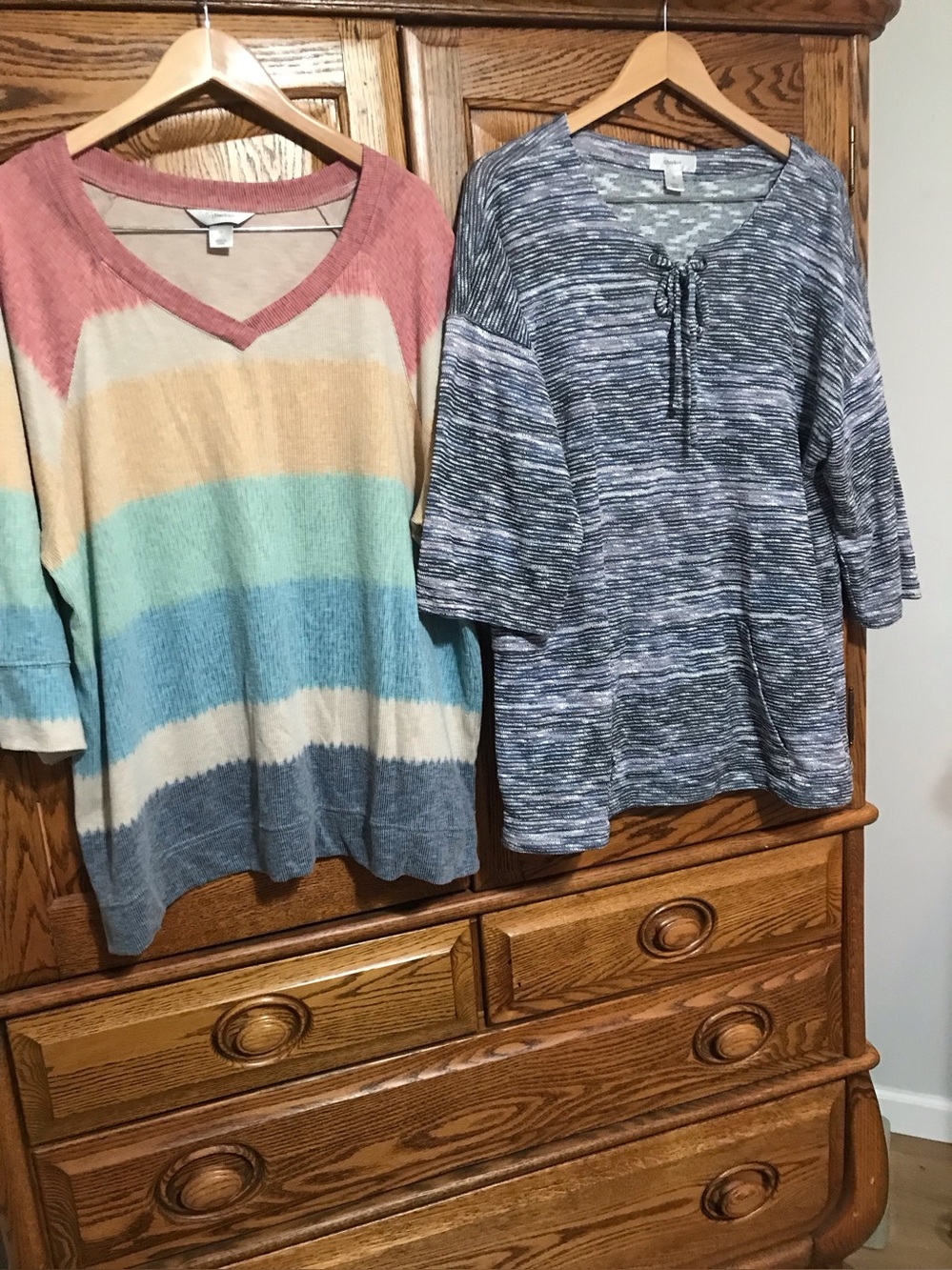 C J Banks Women’s 2X Lot of Two Tunic Tops 3/4 Sleeves